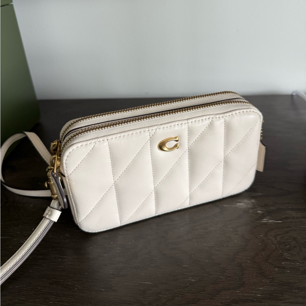 Coach Cream Double-Zip Crossbody Wallet on Chain/Bag